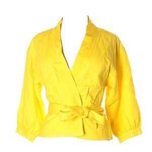 Trina Turk Yellow Linen/Cotton Blazer Sz 6